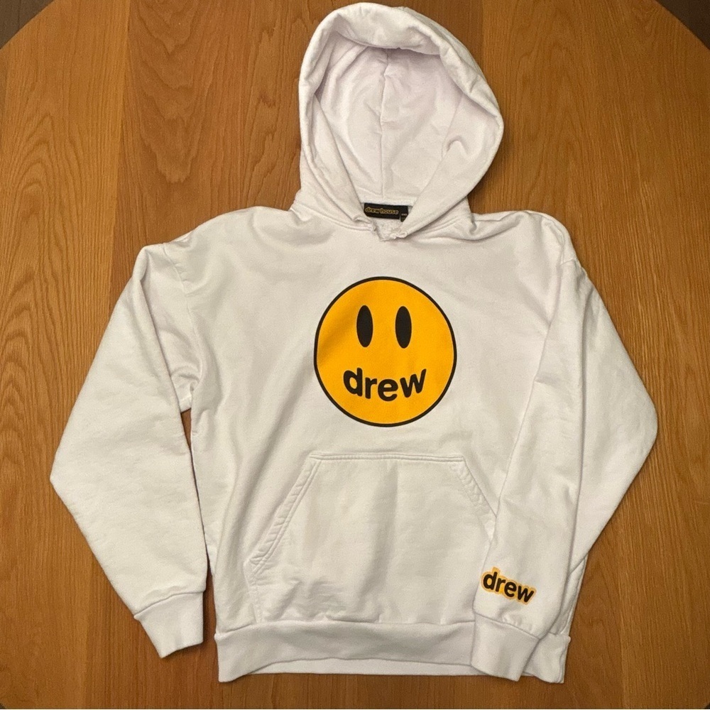 Drew House Smiley Mascot White oversize Hoodie Justin Bieber size XXS/Small - Picture 3 of 7